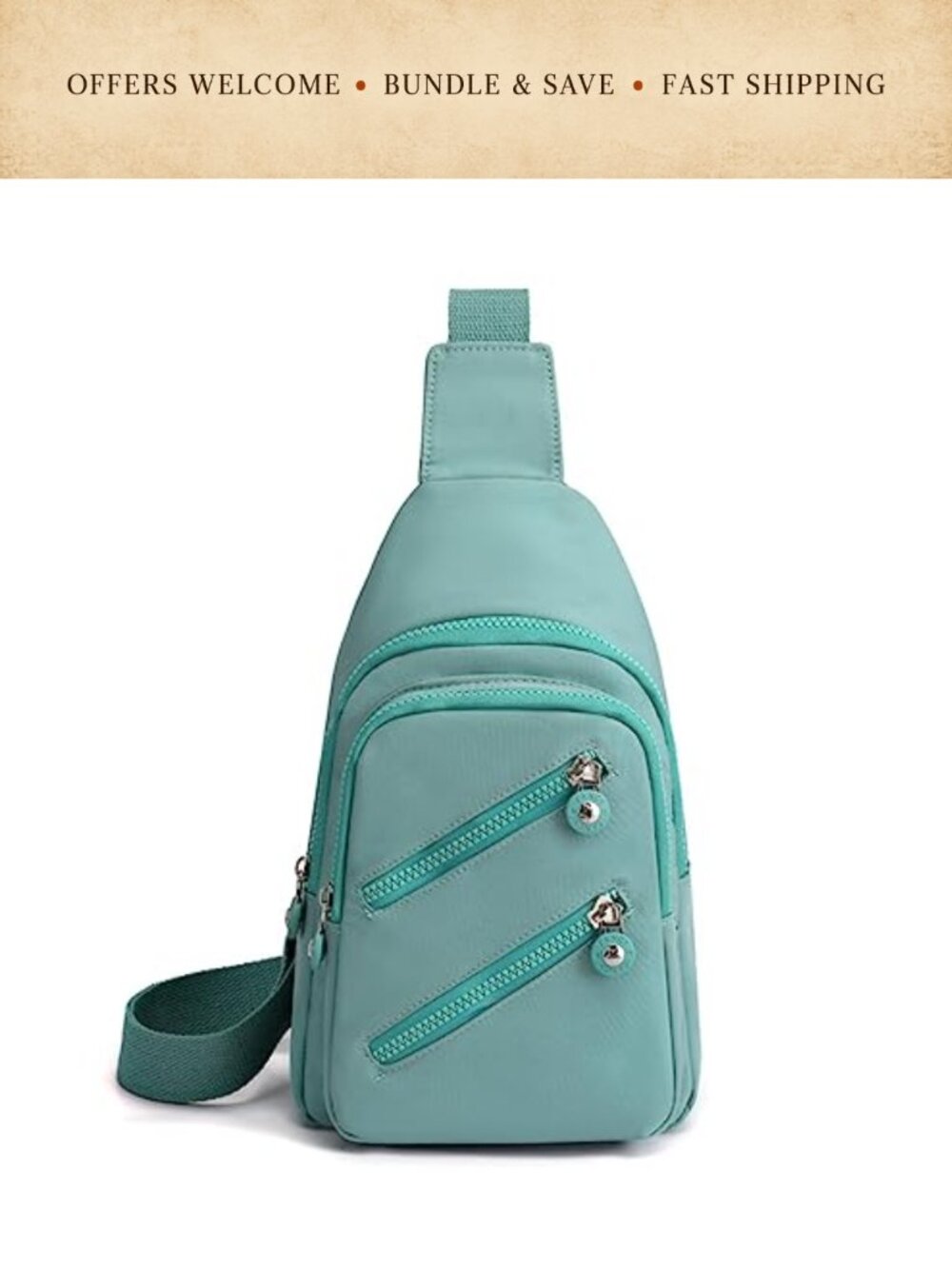 Water Resistant Nylon Crossbody Sling Bag Lightweight Adjustable Daypack